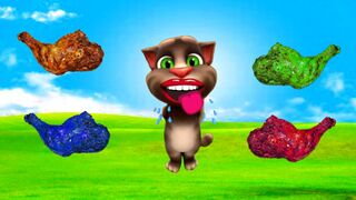 Talking Tom eating colorful leg piece | talking Tom| talking Angela
