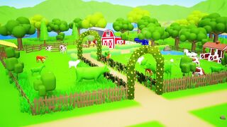 Gorilla Farm Diorama- Magical Grass Wild Animals VS Farm Animals - Cunning Fox and Lion Comedy video
