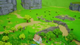Gorilla vs Fox - Rabbits Save Mr. Gorilla from Fox - Farm Diorama - Cows 3D Cartoons Comedy Videos