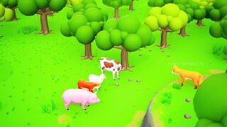 Magical Pond and Fake Cunning Fox - Forest Animals Cow Sheep Pig Rabbit - Funny Animals TV Cartoons