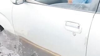 the car passed through quite high flood waters