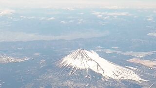 Fuji-san (富士山) in Japanese Mount watching in plane