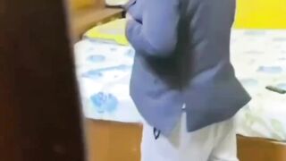 Boy funny dance in room