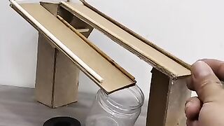 The steel ball climbs up the weird slope