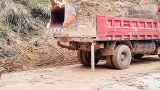 how to climb the exafator onto the truck