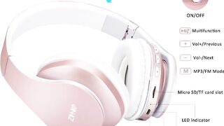 ZIHNIC Bluetooth Headphones Over-Ear, Foldable Wireless