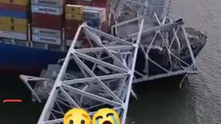 The Closer look of damage bridge and the Cargo ship #fypシ #baltimore