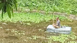 Fishing on a Raft