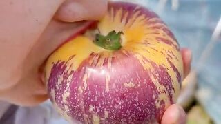 Very sweet fresh eating pepino fruit with rural farming life #fruit #satisfying #2024