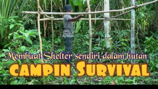make temporary shelter in the dense forest