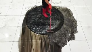Removing jet black dirt from a pitch black carpet