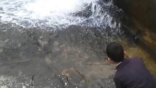 A beautiful view of falling water