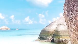 The excitement of a holiday on one of Indonesia's rocky beaches, Bangka Belitung Island, Indonesia