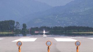 Plane take off in runway