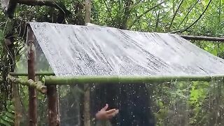 Building a Woodland Cabin with Plastic Wrap.