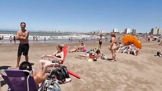 Mar del plata beach travel a beautiful day beach ⛱️ enjoy life pretty girl.