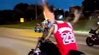 Amazing fire work on bike riding