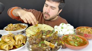 Real ASMR  Eating Mutton Paya Namkeen Mutton Beef Paya With Tandoori Naan Boild Eggs Enjoy