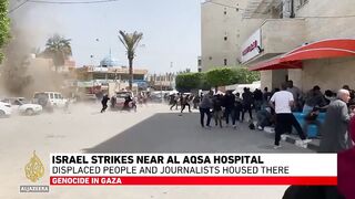 Israeli air strike near Al-Aqsa Hospital killed at least two Palestinians and injured others.