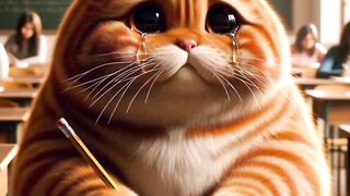cute cat is weeping