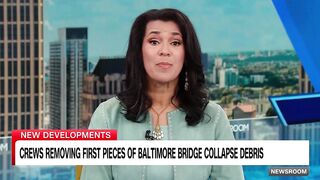 Crews removing first pieces of Baltimore bridge collapse debris.