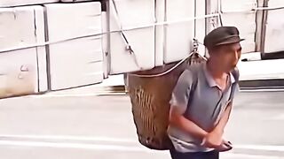 courier carrying a lot of goods