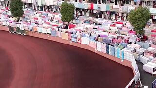 densely populated settlements drying cloth