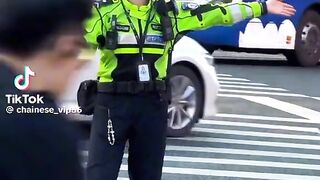A traffic girl on the on his duty what a wonderful view to see wow!