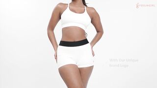 Workout Shorts for Women Mid Waist Tummy Control Wide Waistband Shorts Athletic Shorts