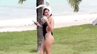 Hailey Bieber flaunts her toned physique in bunny costume