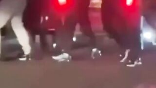 Moment machete attack breaks out near popular takeaway in Bradford