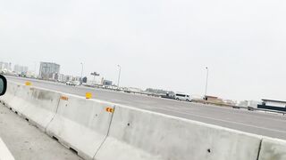 Natural of beautiful flowers or mountains travel car Islamabad Motorway come to America