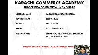 11th Class Basic Accounting - First Year Accounting Intermediate Board Of Karachi