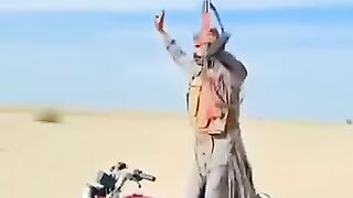 Look at how he rides his bike
