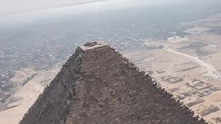 Flying over the top of the pyramid