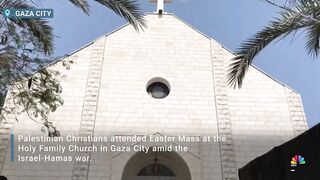 Palestinian Christians attend Easter Mass in Gaza City.