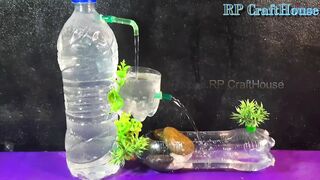 Tabletop Waterfall Fountain easy at home from plastic bottle // Water Fountain Craft