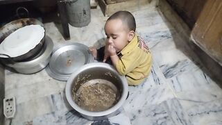 A cute baby eating rice |eating food |cute smile.
