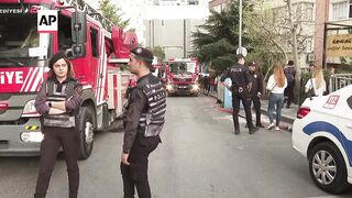Fire engines at scene as fire during renovations at Istanbul nightclub during kills scores.