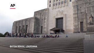 Louisiana students perform on state Capitol steps to protest anti-LGBTQ bills.
