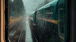 5 Minutes of Soothing Train Noises Accompanied by Gentle Rain Sounds