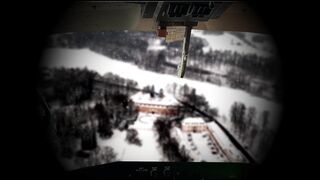 A peaceful helicopter ride in the snow is soothing