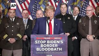 Trump hammers Biden on border policies, crime during Michigan visit.