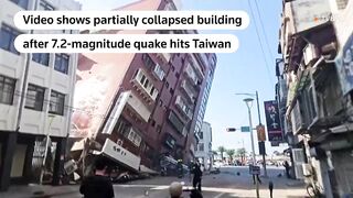 Building partly collapses after quake in Taiwan