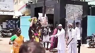 Muslims people watering  road in Tamil Nadu FOR HINDU