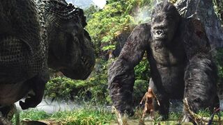 King Kong save girl life from Big Dinosaur |King Kong 2005||Best Fight Scene|