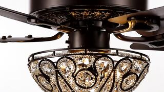 JONATHAN Y JYL9704A Ali 48- 3-Light Wrought Iron LED Ceiling Fan with Remote, Classic, Glam, Traditional, Transitional