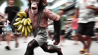 Monkey stole the banana