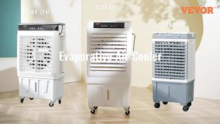 VEVOR Evaporative Air Cooler,100W 1400CFM Swamp Cooler with 5 Gallon Water Tank,Humidifying,3 Modes & Speeds Portable 3-IN-1 Cooling Fan,