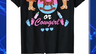 Funny Cowboy or Cowgirl Baby Shower Gender Reveal T-Shirt